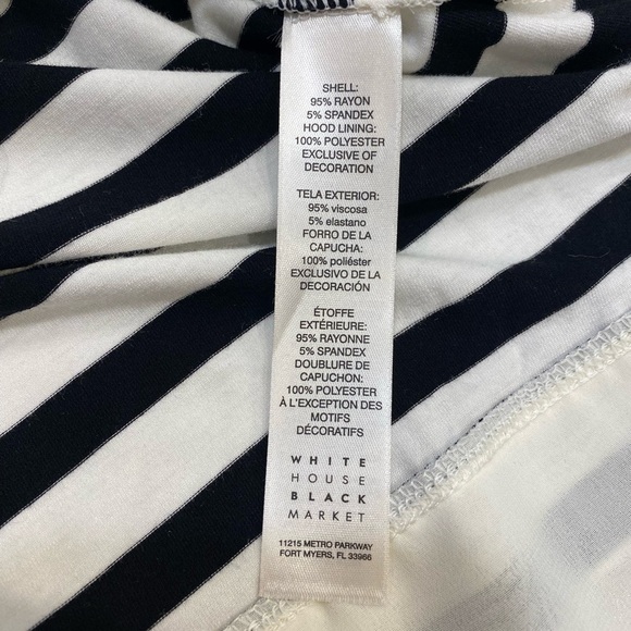 WHBM Striped Hoodie Size XS Ivory Black Stripes Long Sleeve NWT - Picture 11 of 14